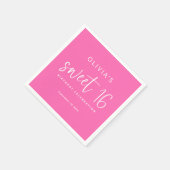Modern Script Hot Pink Sweet Verjaardagsfeestje Servet (Hoek)