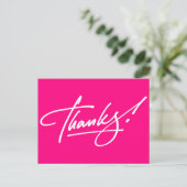 Modern Script Hot Pink Thank You Card Briefkaart (Staand voorkant)