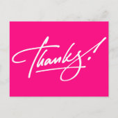 Modern Script Hot Pink Thank You Card Briefkaart (Voorkant)