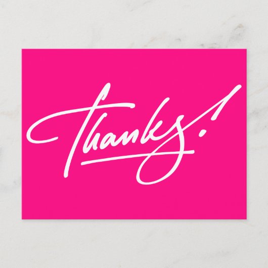 Modern Script Hot Pink Thank You Card Briefkaart (Voorkant)