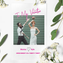 Modern Script Hot Pink Valentijn Custom Photo