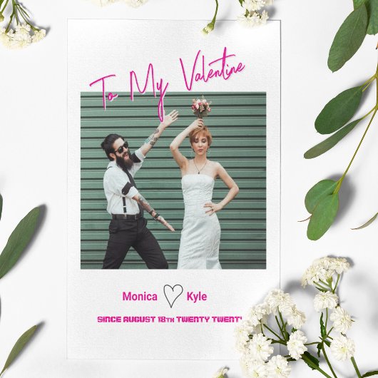 Modern Script Hot Pink Valentijn Custom Photo Kaart