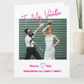 Modern Script Hot Pink Valentijn Custom Photo Kaart (Voorkant)