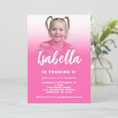 Modern Script Hot Roze Foto 5e Verjaardagsfeest Kaart (Staand voorkant)