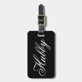 Modern Script Hubby Black en White Husband Bagagelabel (Voorkant verticaal)