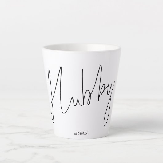 Modern Script Hubby Name Bridal Gift Box Idea Latte Mok (Voorkant)