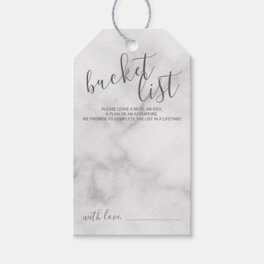 Modern Script Huwelijksemmer Lijst Marmer Cadeaulabel (Voorkant)