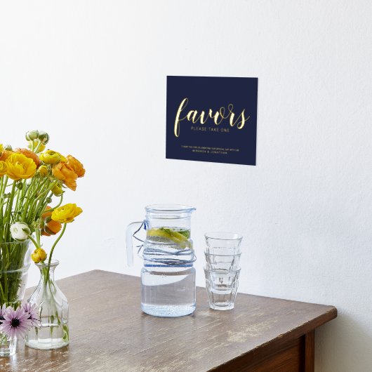 Modern Script Huwelijksgunsten Marine en Goud Folie Afdrukken (Laag (Keuken))