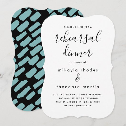 Modern Script Huwelijksrepetitie Diner Kaart (Voorkant / Achterkant)