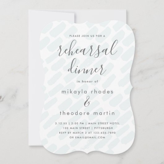 Modern Script Huwelijksrepetitie Diner Kaart (Voorkant)