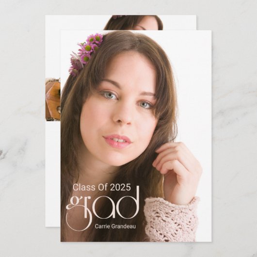 Modern Script I Photo Afstudeerder aangekondigd Kaart (Voorkant / Achterkant)