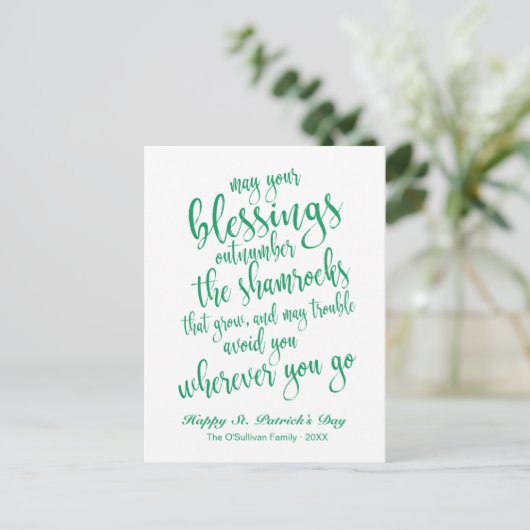 Modern script Ierse zegen St. Patrick's Day Briefkaart (Staand voorkant)