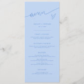 Modern Script Ijsblauw Trouwmenu Menu (Voorkant)