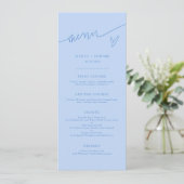 Modern Script Ijsblauw Trouwmenu Menu (Staand voorkant)
