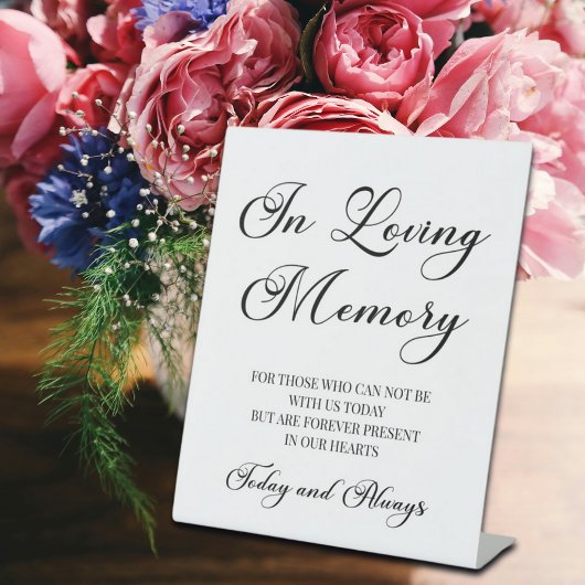 Modern script 'In Loving Memory' Gedenkteken Reclamebord Met Voetstuk