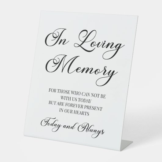 Modern script 'In Loving Memory' Gedenkteken Reclamebord Met Voetstuk (Voorkant)