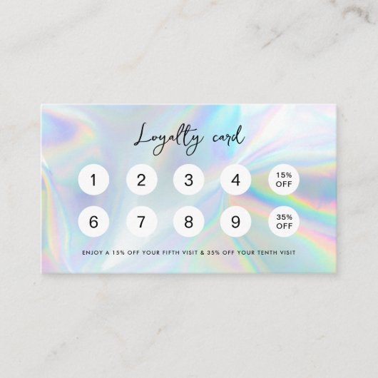 Modern Script Iridescent Business Klant Klantenkaartje (Voorkant)