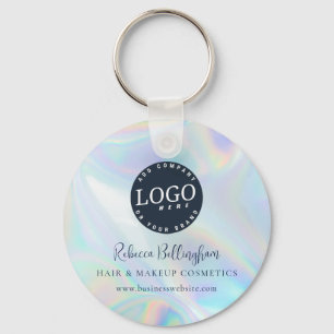 Modern Script Iridescent Business Logo en naam Sleutelhanger