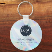 Modern Script Iridescent Business Logo en naam Sleutelhanger (Achterkant)