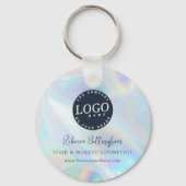 Modern Script Iridescent Business Logo en naam Sleutelhanger (Achterkant)