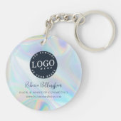 Modern Script Iridescent Business Logo Sleutelhanger (Achterkant)