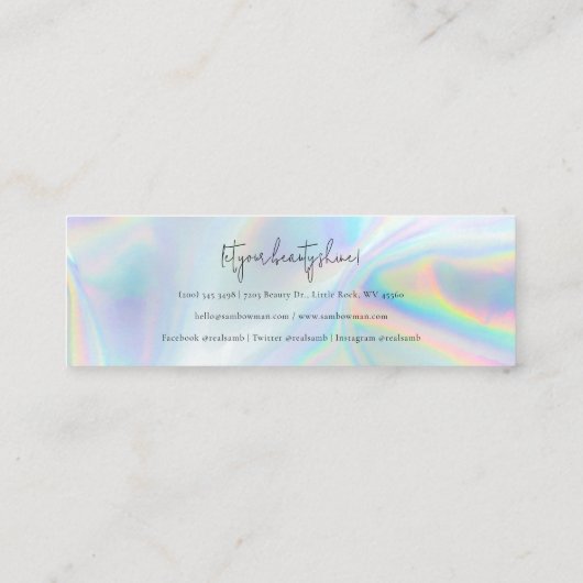 Modern Script Iridescent Salon Make-up Mini Visitekaartje (Achterkant)