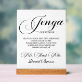 Modern Script Jenga Wedding Guestbook Acryl Bord (Neutraal)