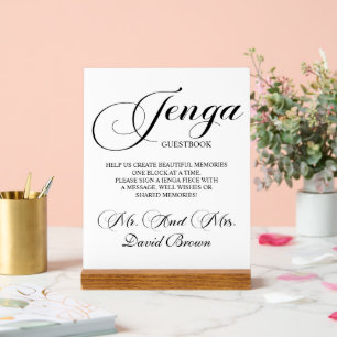 Modern Script Jenga Wedding Guestbook Acryl Bord