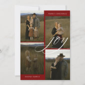 Modern Script Joy 4 Photo Christmas Feestdagenkaart (Voorkant)