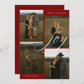 Modern Script Joy 4 Photo Christmas Feestdagenkaart (Voorkant / Achterkant)