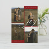 Modern Script Joy 4 Photo Christmas Feestdagenkaart (Staand voorkant)