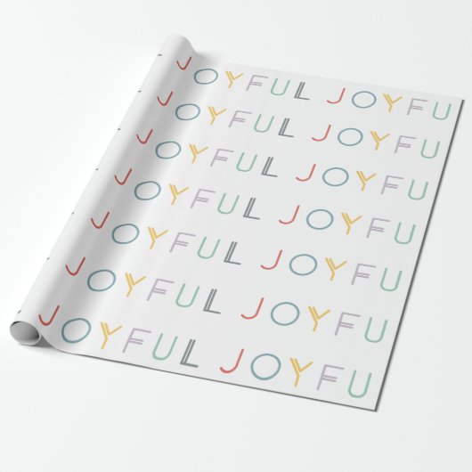 Modern Script Joyful Pastel Holiday Wrapping Paper Cadeaupapier (Uitgerold)