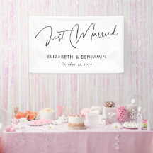 Modern script 'Just Married' Banner - gepersonalis