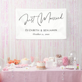 Modern script 'Just Married' Banner - gepersonalis