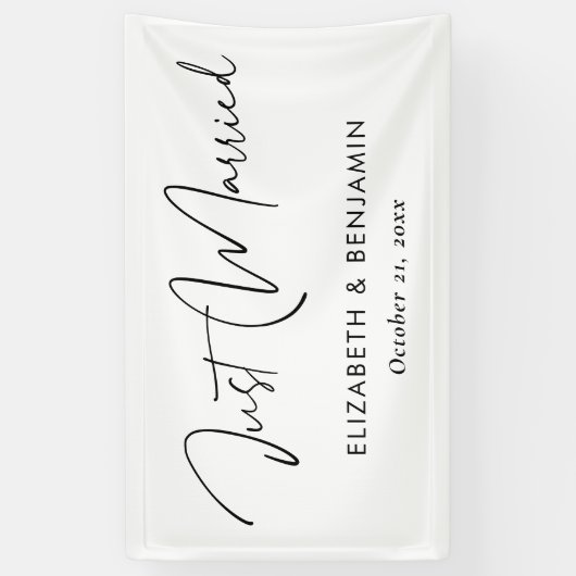 Modern script 'Just Married' Banner - gepersonalis