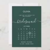 Modern Script Kalender bruidsmeisje Emerald voorst Kaart (Voorkant)