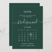 Modern Script Kalender bruidsmeisje Emerald voorst Kaart (Voorkant / Achterkant)