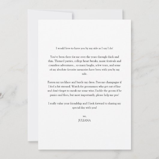 Modern Script Kalender bruidsmeisje voorstel Kaart (Achterkant)