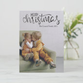 Modern Script Kalligrafie Foto Vrolijk Kerstfeest Feestdagenkaart (Staand voorkant)