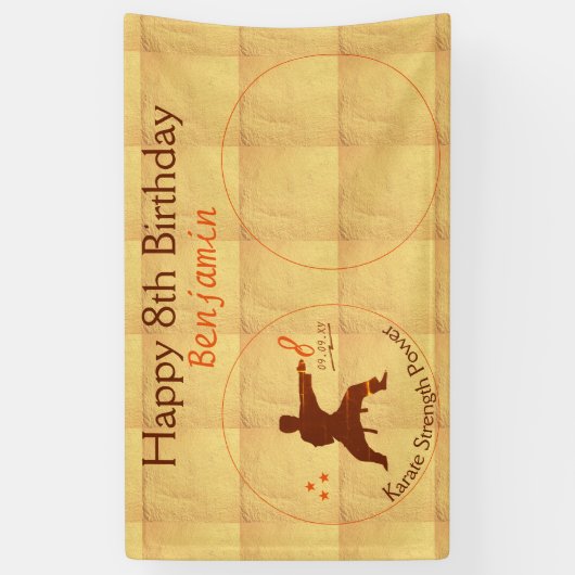 Modern Script Karate Martial Arts Kids Verjaardag Spandoek (Verticaal)