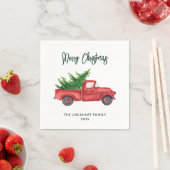 Modern Script Kerst Rode Truck Vakantiepapier Servet (Insitu)