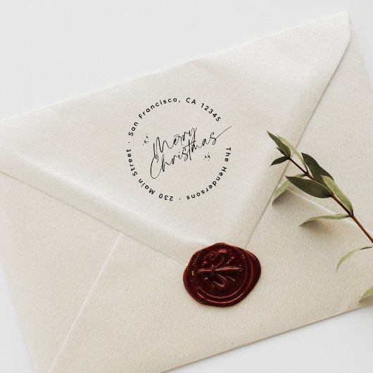 Modern Script Kerst Rond Retouradres Rubberstempel