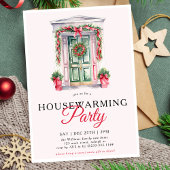 Modern Script Kerstdeur Housewarming Party Kaart