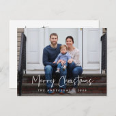 Modern script, kerstfamiliefoto groet briefkaart (Voorkant / Achterkant)