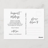 Modern script, kerstfamiliefoto groet briefkaart (Achterkant)