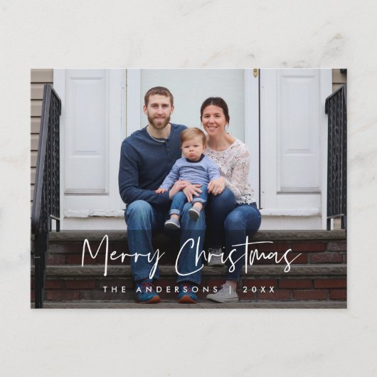 Modern script, kerstfamiliefoto groet briefkaart (Voorkant)