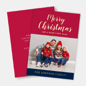 Modern Script Kerstfoto Goud Folie Feestdagenkaart