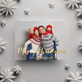 Modern Script Kerstfoto Goud Folie Feestdagenkaart