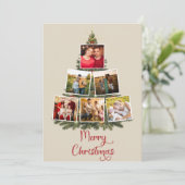 Modern Script Kerstfoto's Familie Vakantie Kaart (Staand voorkant)