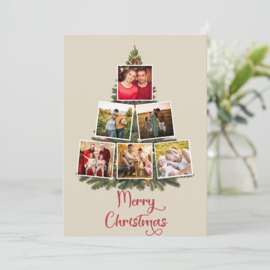 Modern Script Kerstfoto's Familie Vakantie Kaart (Staand voorkant)